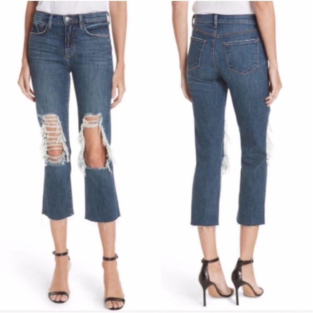 L’Agence Jordan high rise distressed 28 cropped straight jeans